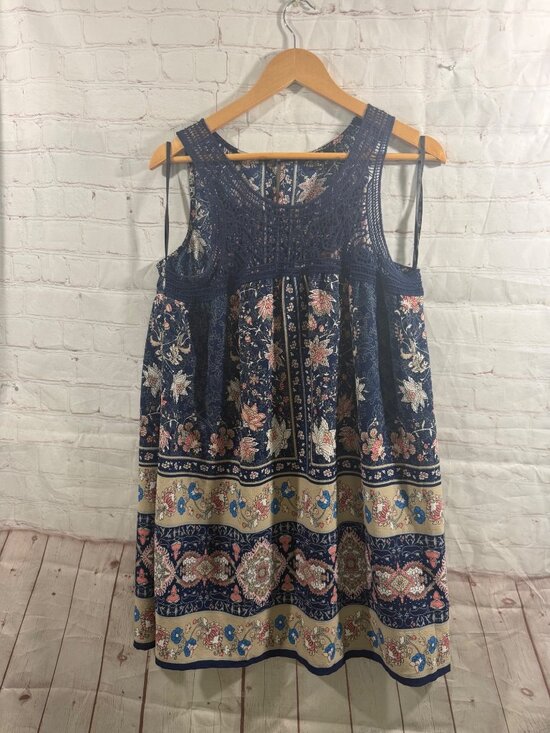 Papaya Dresses & Skirts - Papaya Blue Floral Lace Dress Size Large